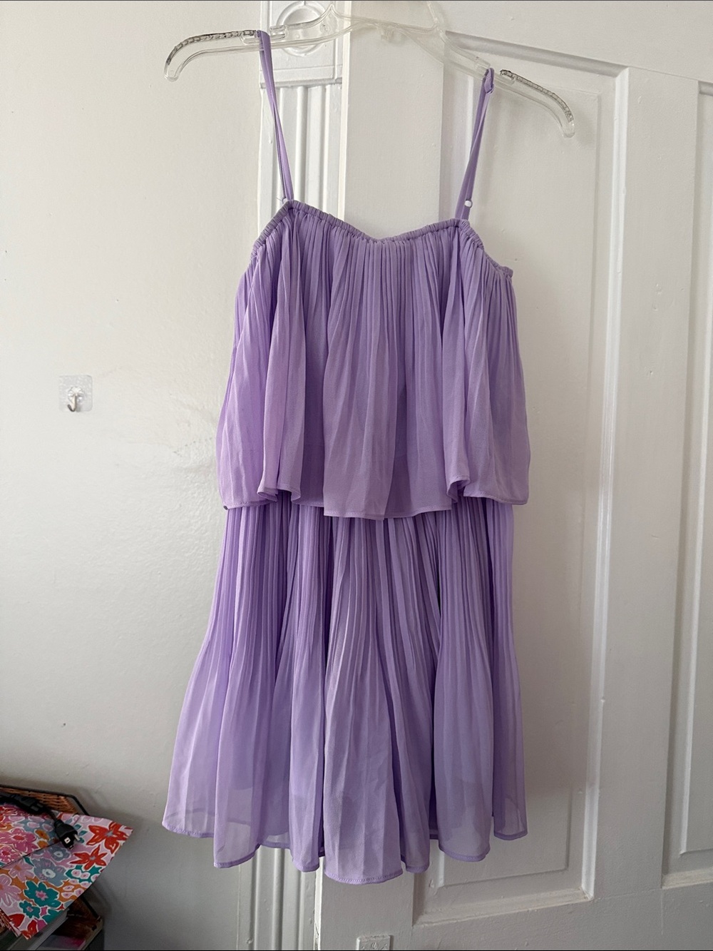 Lilac Pleated Spaghetti Strap Chiffon romper Dress